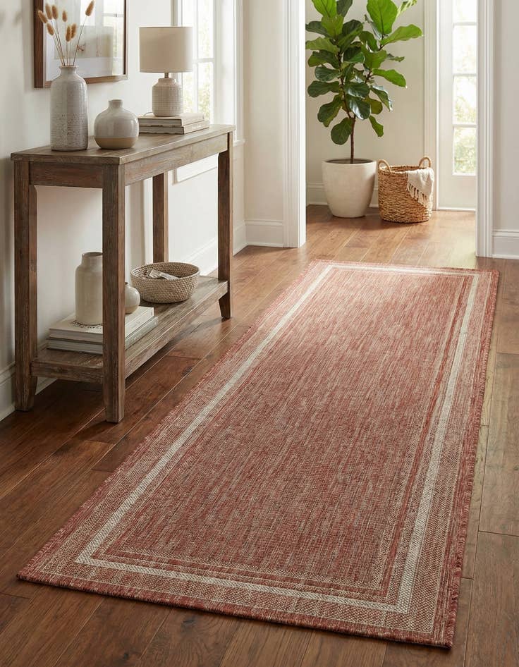 Detail image of 2' 7 x 10'  Washable Border Indoor / Outdoor Runner Rug