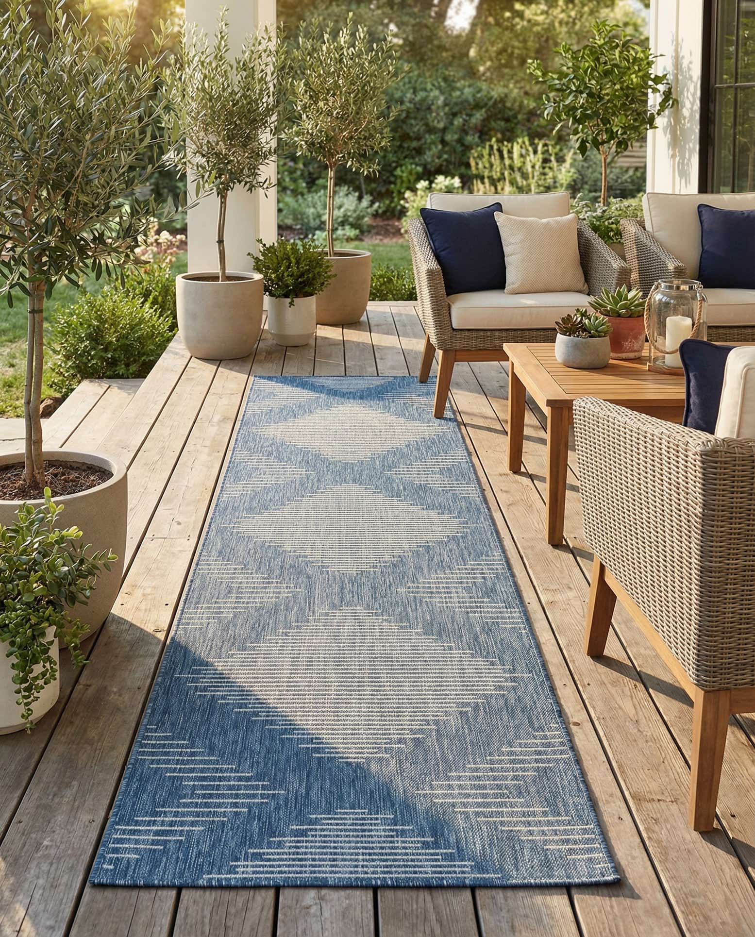 2' 7 x 12' Easy-Clean Modern Indoor / Outdoor Runner Rug