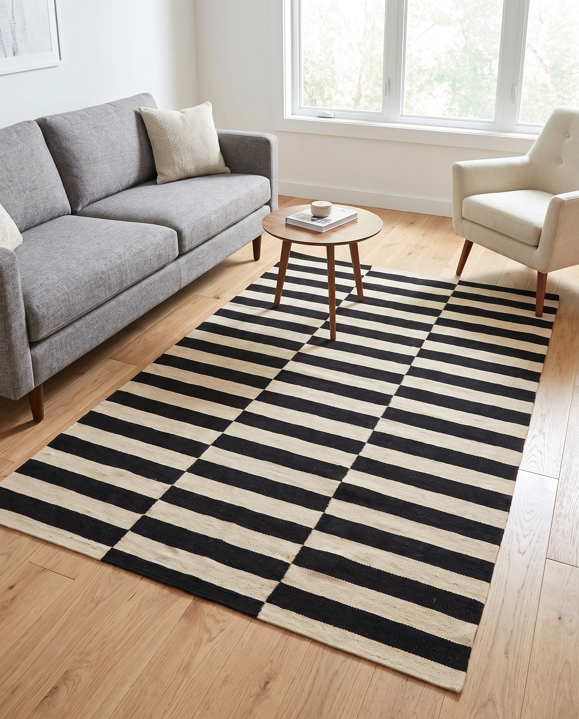4' 3 x 6' Hand Woven Kilim Modern Wool Rug