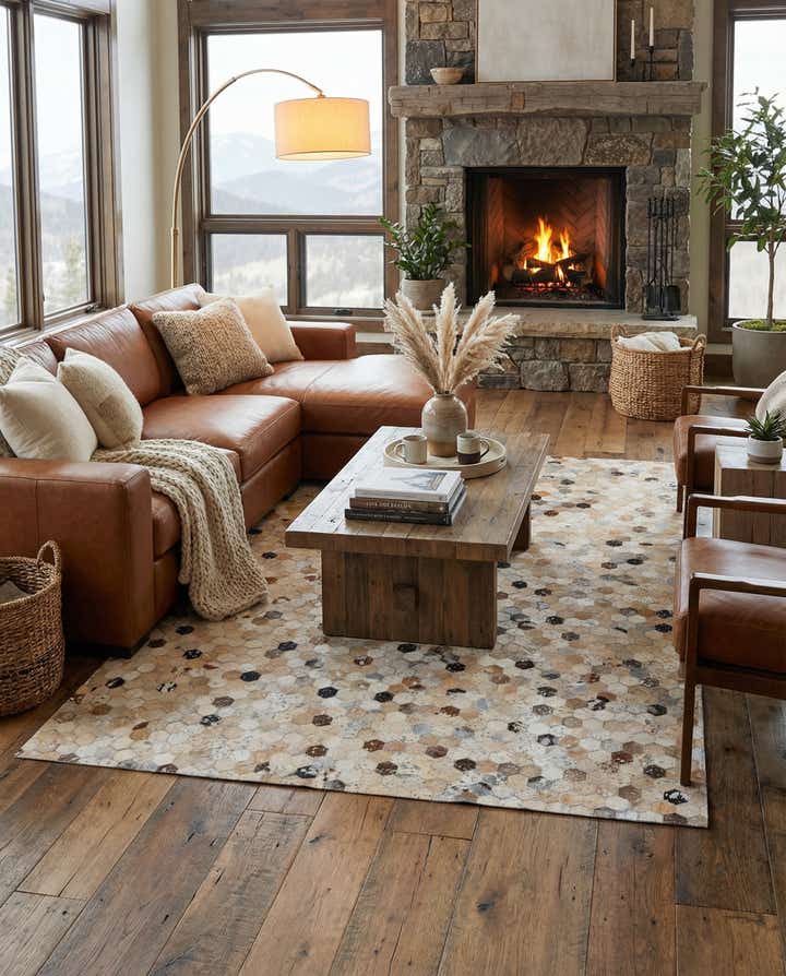 5' 4 x 7' 7 Cowhide Stocks Rug