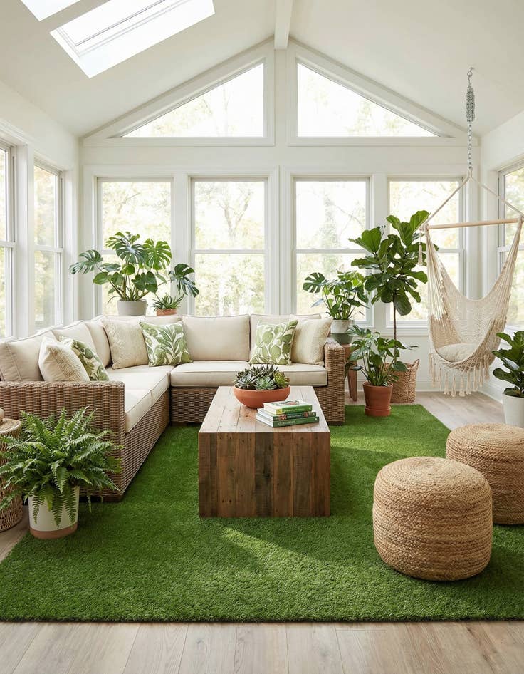 Detail image of  10' x 13'  Washable Grass Indoor / Outdoor Rug
