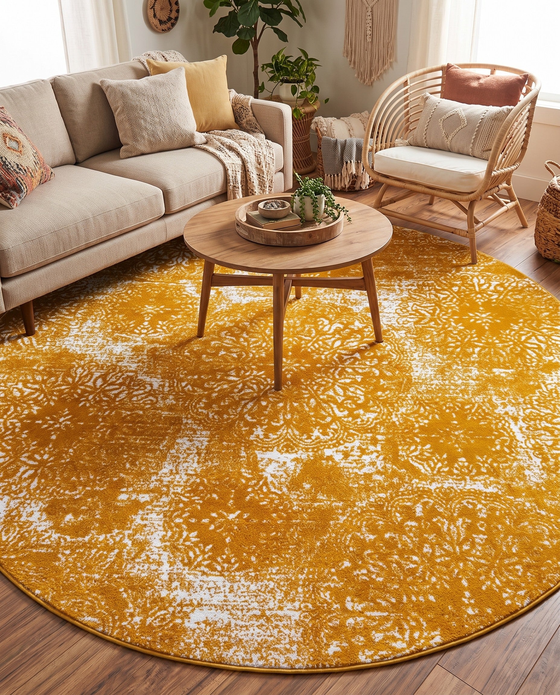 Yellow Monte Carlo Round Rug
