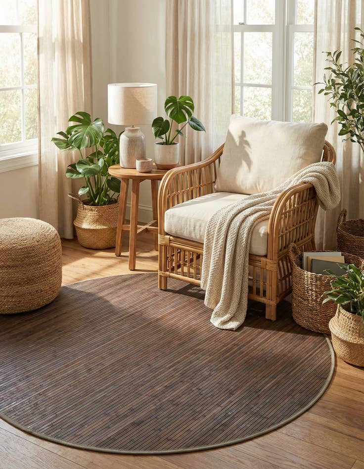 Detail image of  7' x 7' Bamboo Round Rug