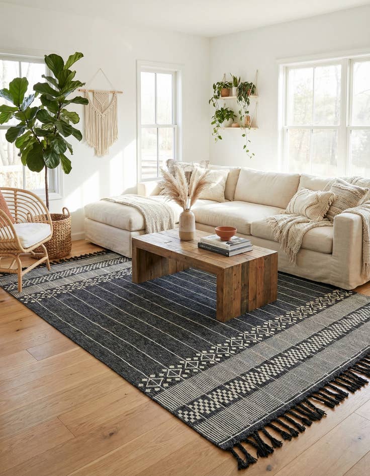 Detail image of 9' x 12' Easy-Clean Eco Bohemian Indoor / Outdoor Rug