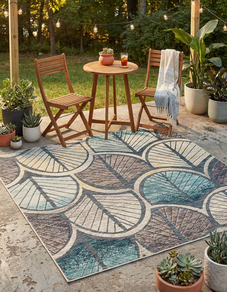 Detail image of 7' 10 x 7' 10  Washable Casablanca Indoor / Outdoor Square Rug