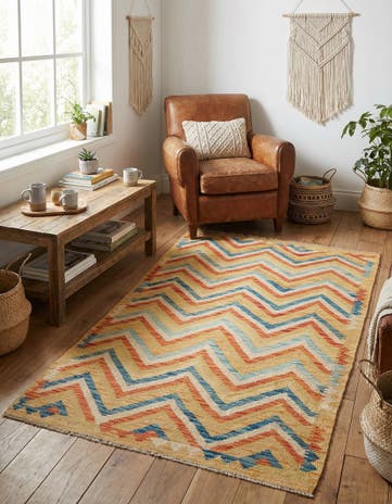 3' 5 x 6' 3 Hand Woven Kilim Maymana Wool Rug