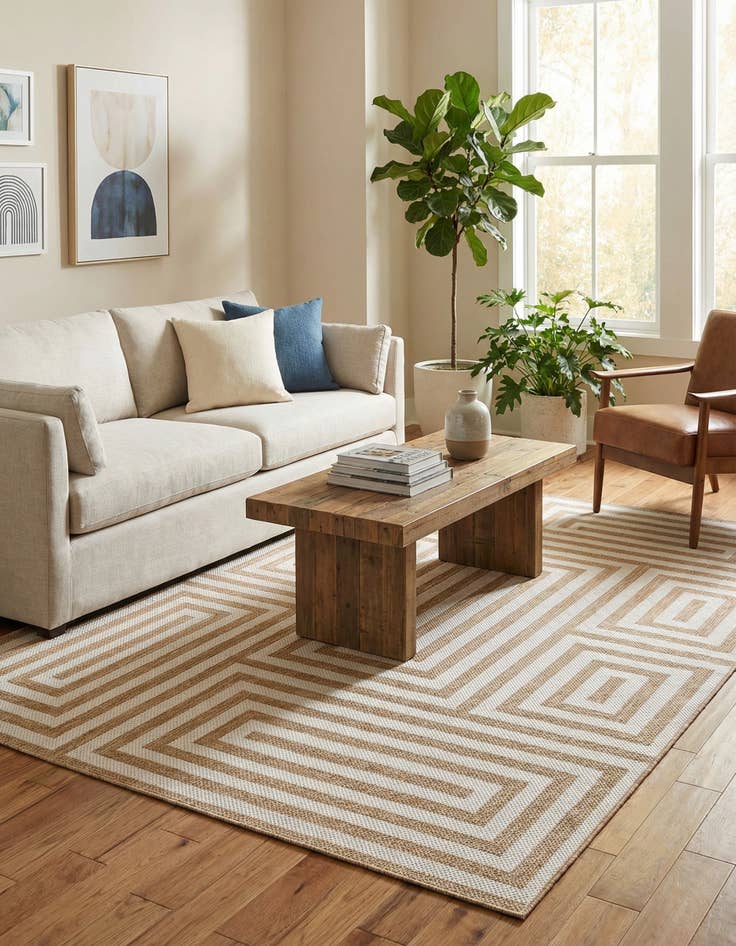 Detail image of  6' x 9'  Washable Modern Indoor / Outdoor Rug