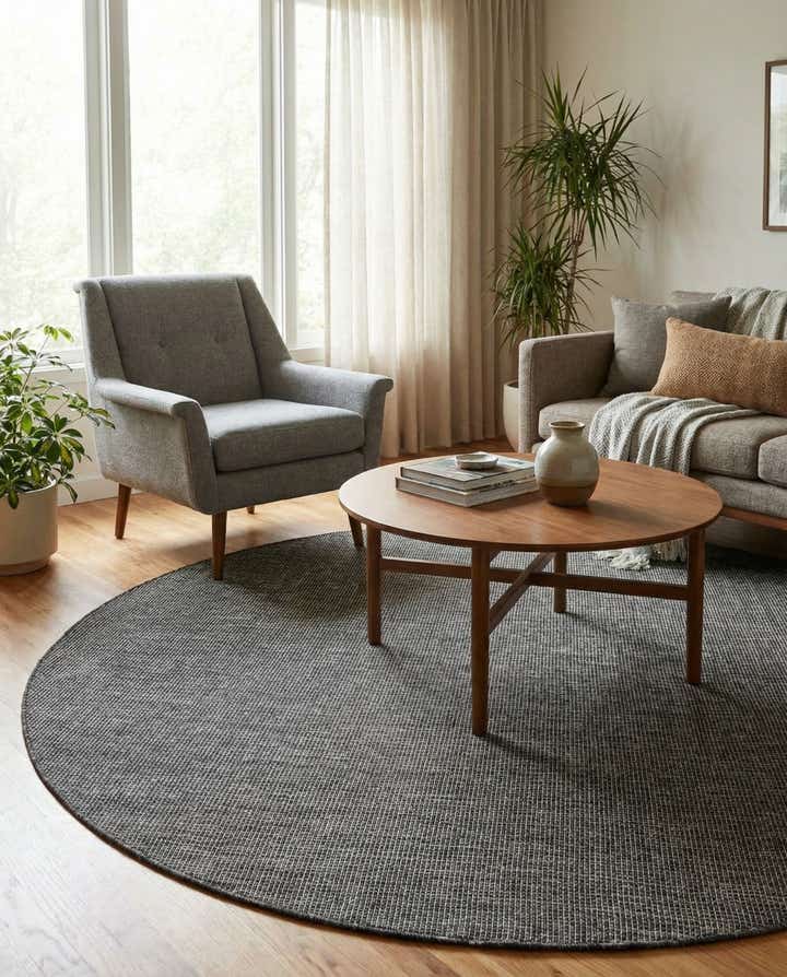 6' 1 x 6' 1 Easy-Clean Solid Indoor / Outdoor Round Rug