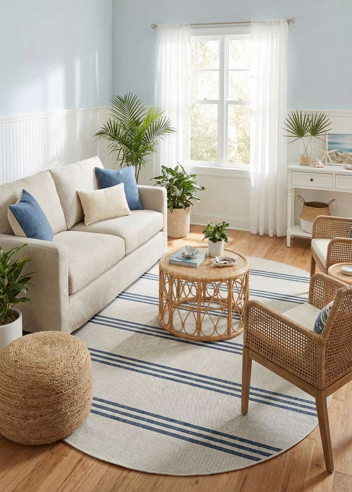 5' 3 x 8' Easy-Clean Jill Zarin Anguilla Indoor / Outdoor Oval Rug