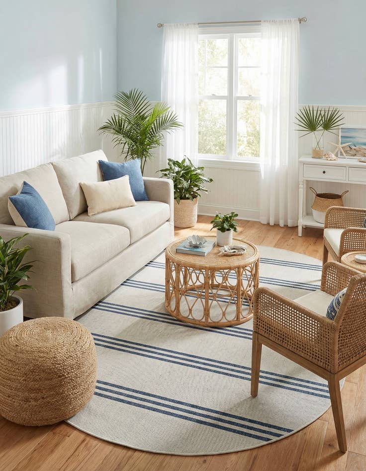 Detail image of 5' 3 x 8' Easy-Clean Jill Zarin Anguilla Indoor / Outdoor Oval Rug