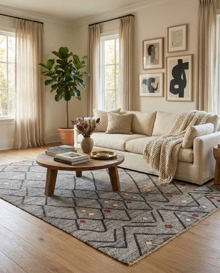 Detail image of 6' 7 x 9' 7 Hand Woven Moroccan Wool Rug