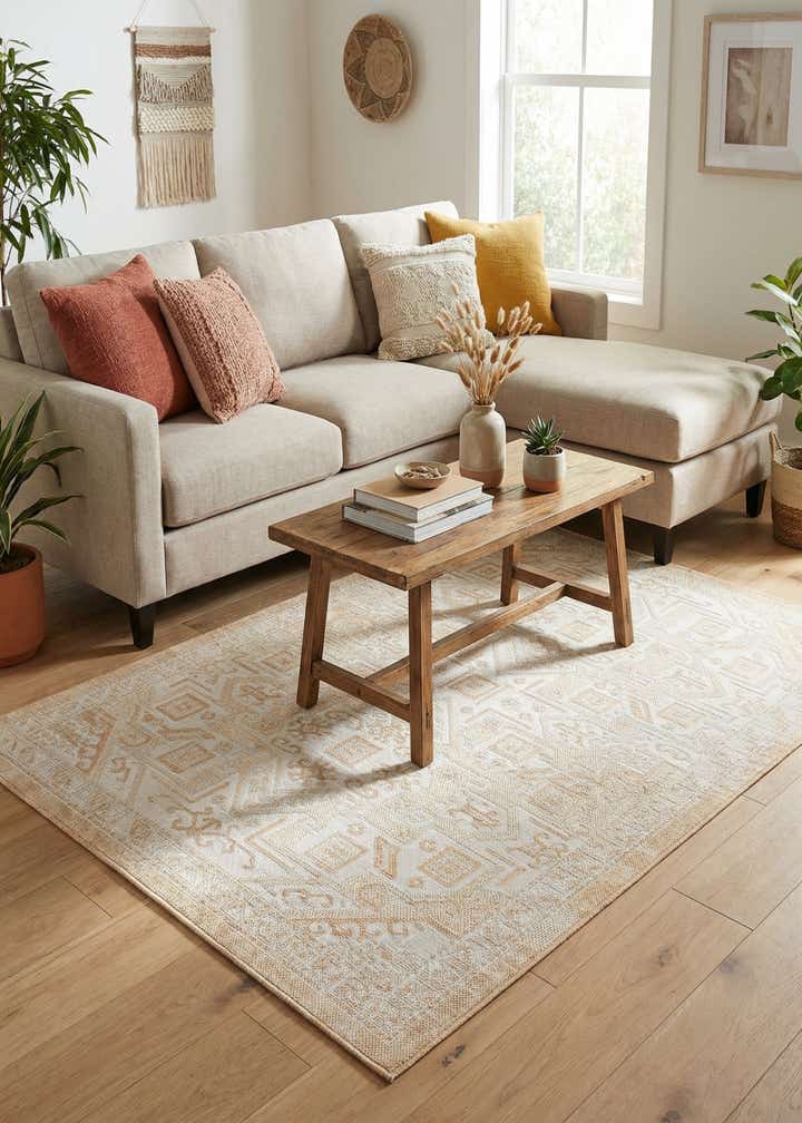 5' 3 x 8' Easy-Clean Aztec Indoor / Outdoor Rug
