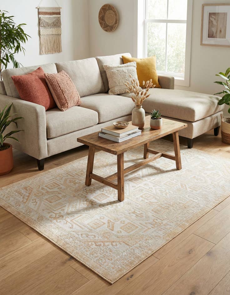 Detail image of  5' 3 x 8'  Washable Aztec Indoor / Outdoor Rug