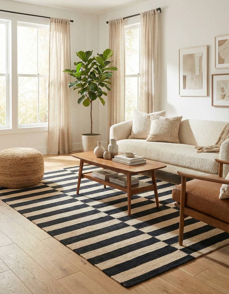 Detail image of 3' 5 x 4' 9  Hand Woven Kilim Modern Wool Rug