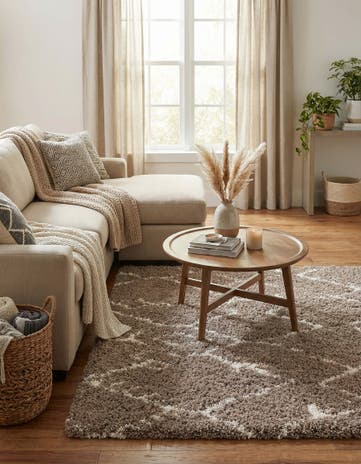 Khaki Infinity Shag Square Rug