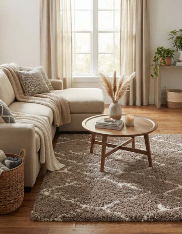 Khaki Infinity Shag Square Rug