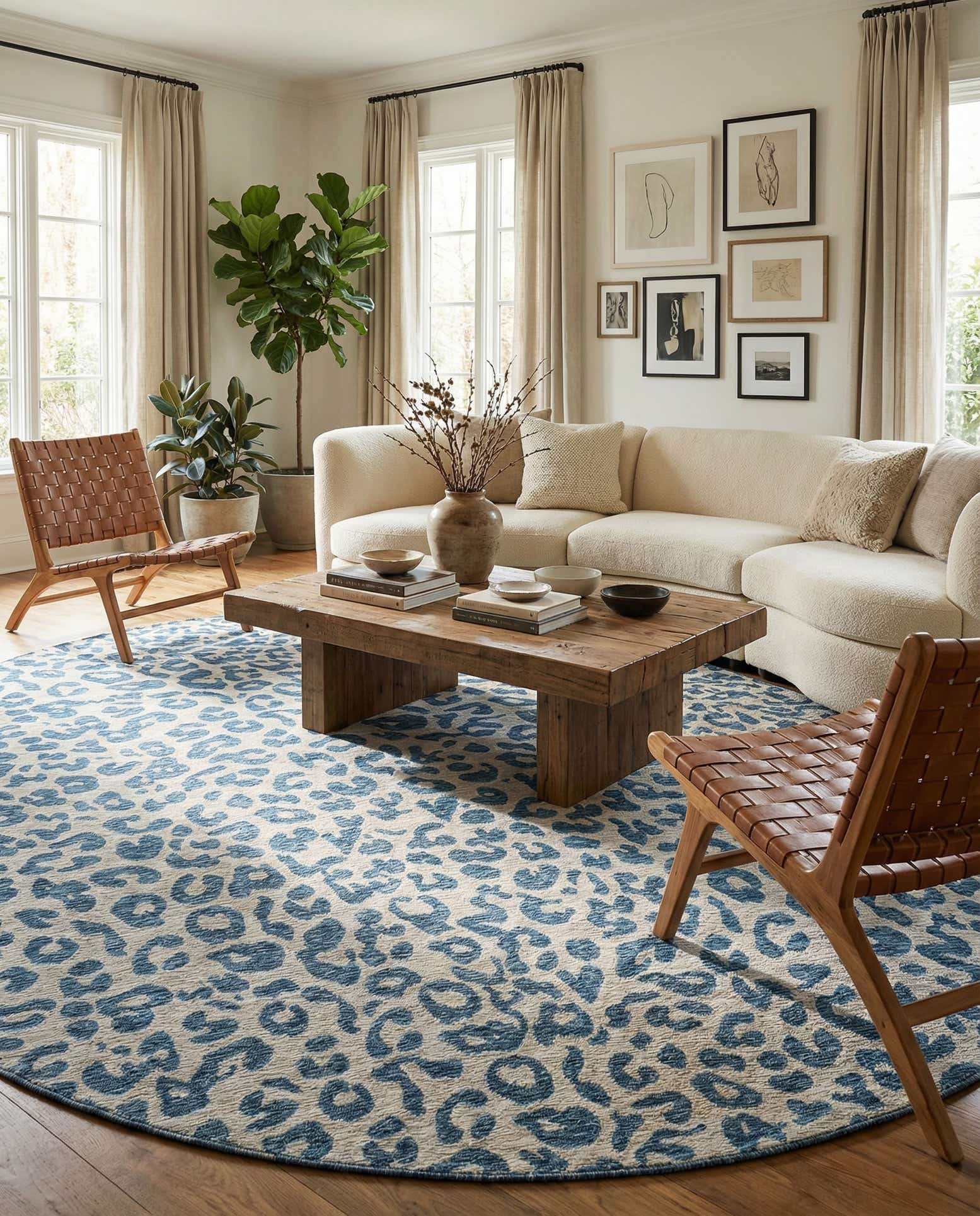 13' x 13' Easy-Clean Safari Indoor / Outdoor Round Rug