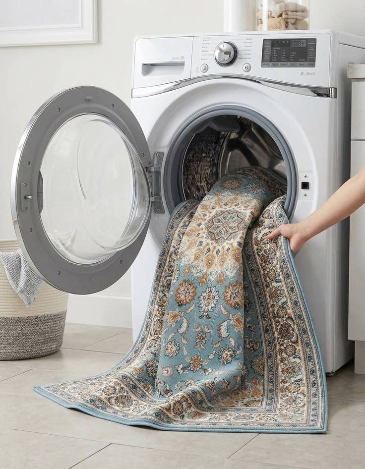 Detail image of  7' 10 x 10'  Washable Traditional Indoor / Outdoor Rug