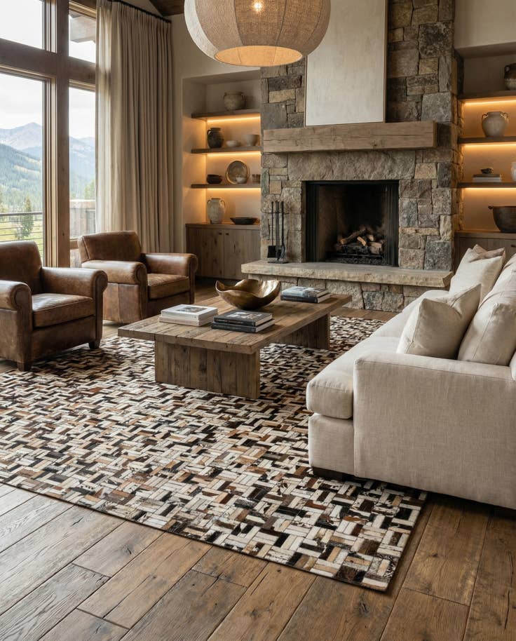 Detail image of 8' x 9' 11 Cowhide - Patchwork Rug