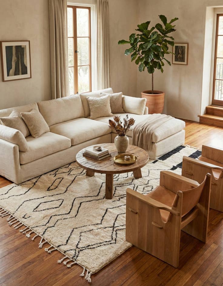 Detail image of 6' 3 x 9' 5  Hand Knotted Moroccan Wool Rug