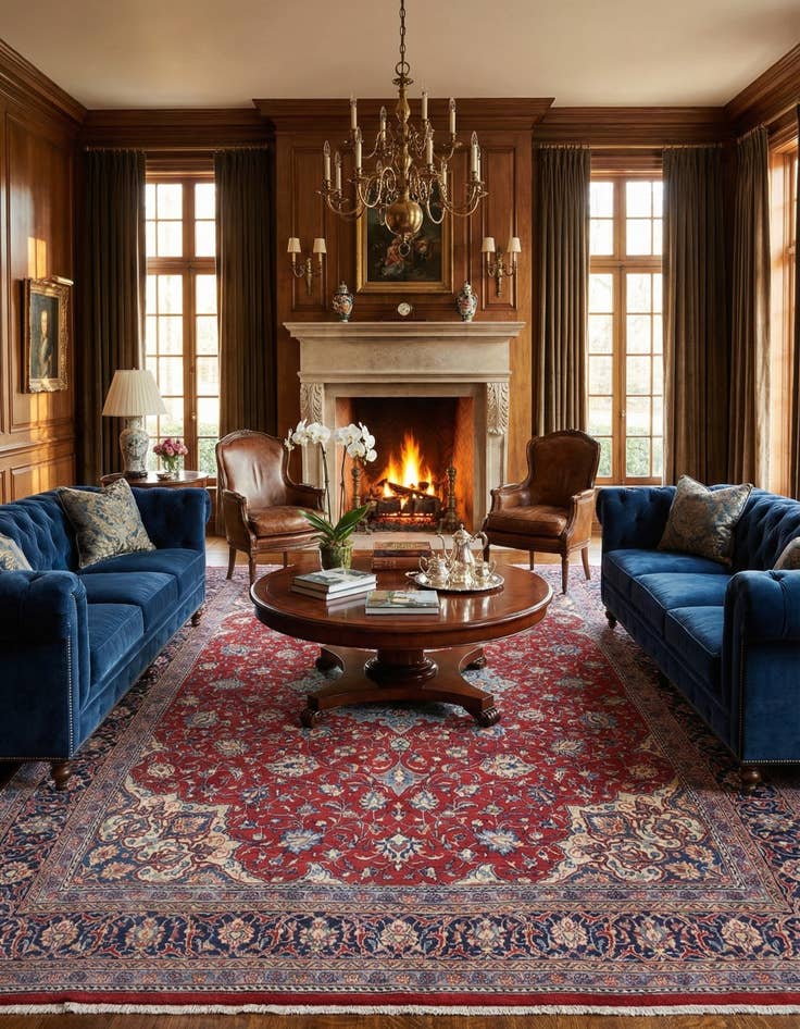 Detail image of 9' 9 x 13'  Hand Knotted Sarough Persian Wool Rug