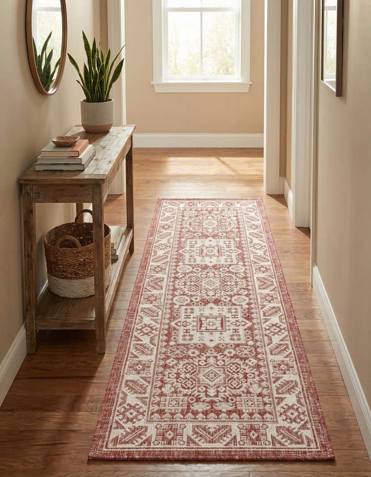 Detail image of 2' x 6'  Washable Aztec Indoor / Outdoor Runner Rug