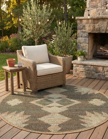 5' 3 x 5' 3 Easy-Clean Baja Indoor / Outdoor Round Rug