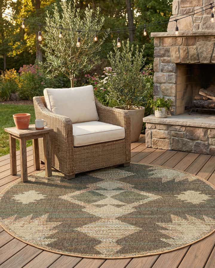 5' 3 x 5' 3 Easy-Clean Baja Indoor / Outdoor Round Rug