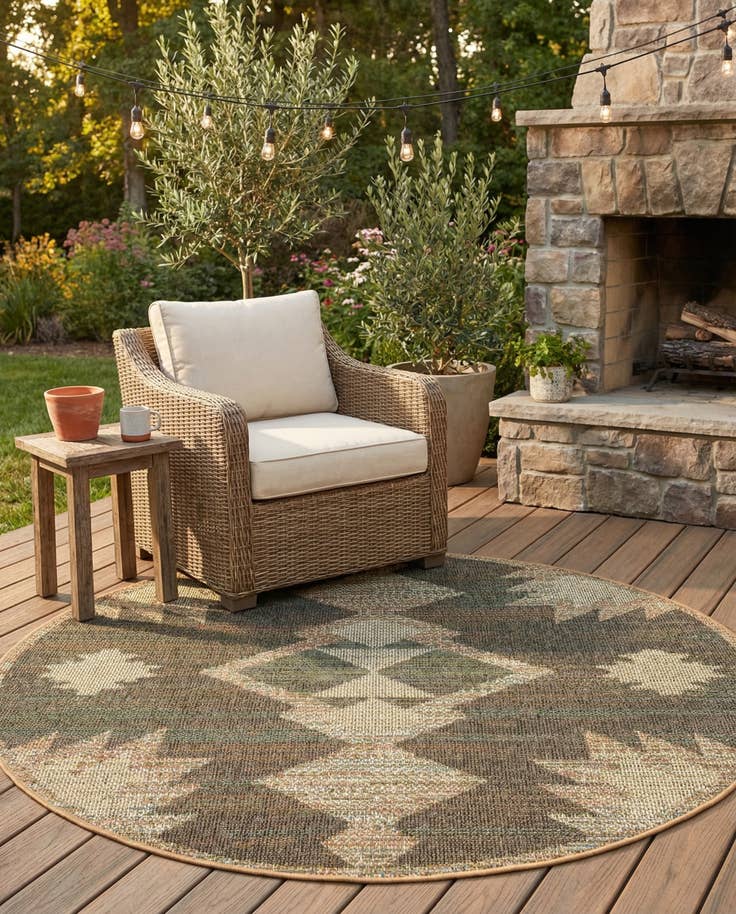 Detail image of 5' 3 x 5' 3 Easy-Clean Baja Indoor / Outdoor Round Rug
