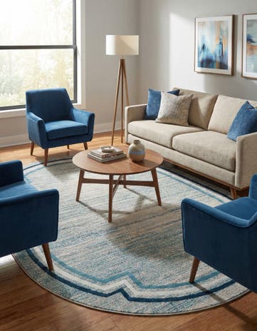 Blue Oasis Oval Rug