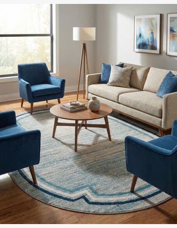 Blue Oasis Oval Rug
