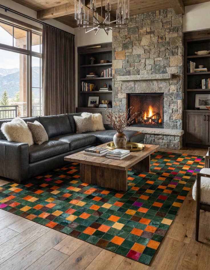 Detail image of 7' 11 x 9' 9 Cowhide - Patchwork Rug