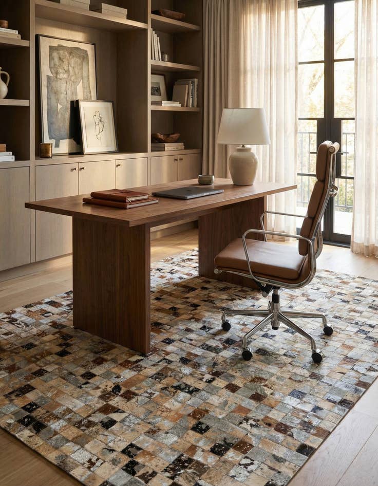 Detail image of 5' x 7' 3 Cowhide Stocks Rug