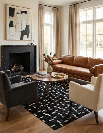 5' x 8' 2 Cowhide Leather Rug