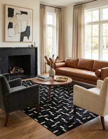 5' x 8' 2 Cowhide Leather Rug