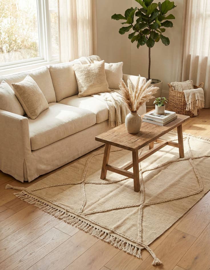 Detail image of 3' 5 x 4' 10  Hand Knotted Moroccan Wool Rug