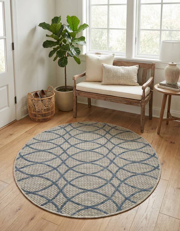 Detail image of 3' x 3'  Washable Trellis Indoor / Outdoor Round Rug