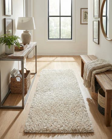  2' 4 x 4' 8  Hand Knotted Solid Shag Oriental Runner Rug