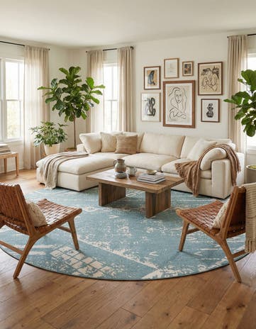 13' x 13' Easy-Clean Bohemian Indoor / Outdoor Round Rug