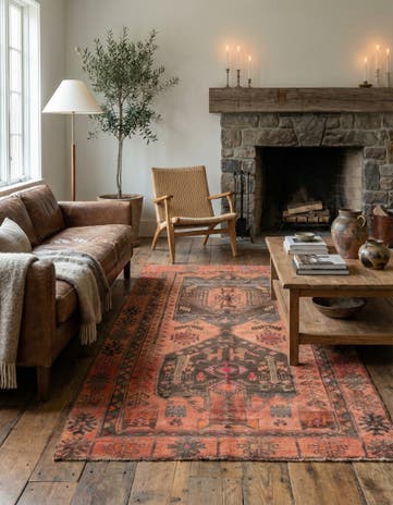 4' 5 x 9' 3 Hand Knotted Ultra Vintage Persian Wool Runner Rug