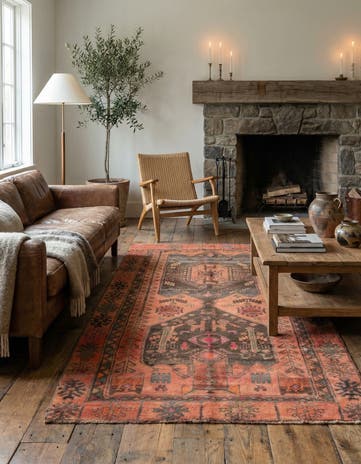 4' 5 x 9' 3 Hand Knotted Ultra Vintage Persian Wool Runner Rug