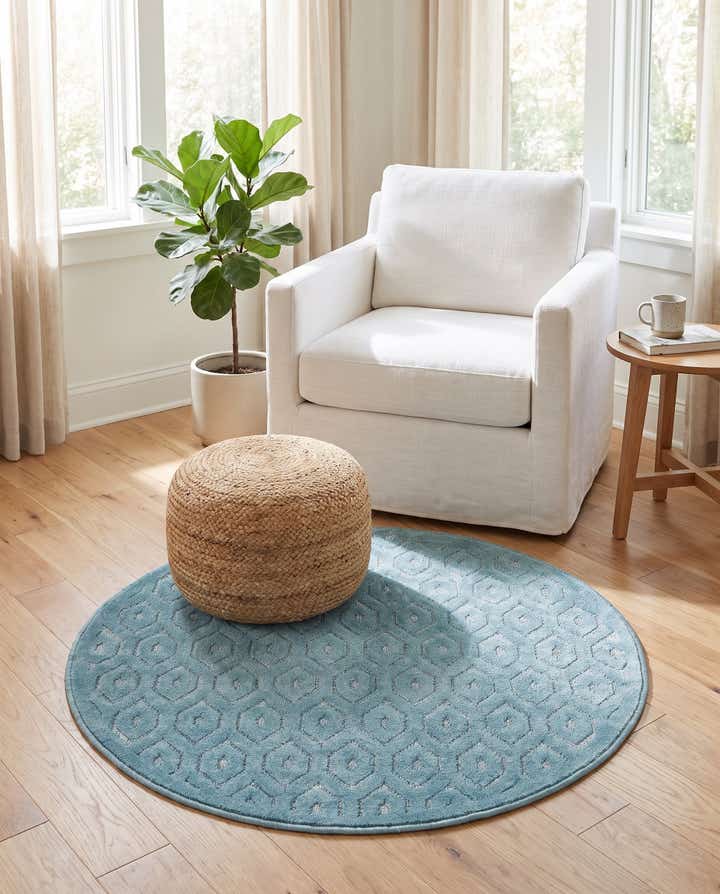 4' x 4' Easy-Clean Trellis Textured Indoor / Outdoor Round Rug