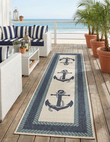 2' 7 x 10' Easy-Clean Coastal Indoor / Outdoor Runner Rug