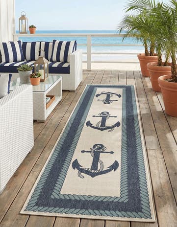 2' 7 x 10' Easy-Clean Coastal Indoor / Outdoor Runner Rug