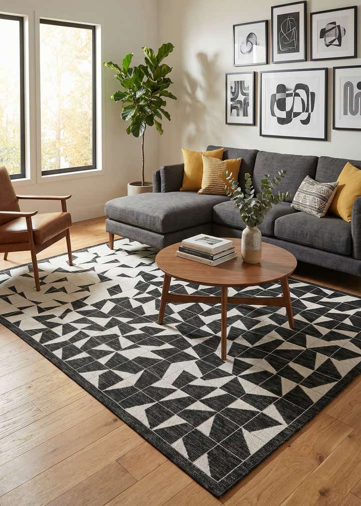 6' x 9' Easy-Clean Modern Indoor / Outdoor Rug