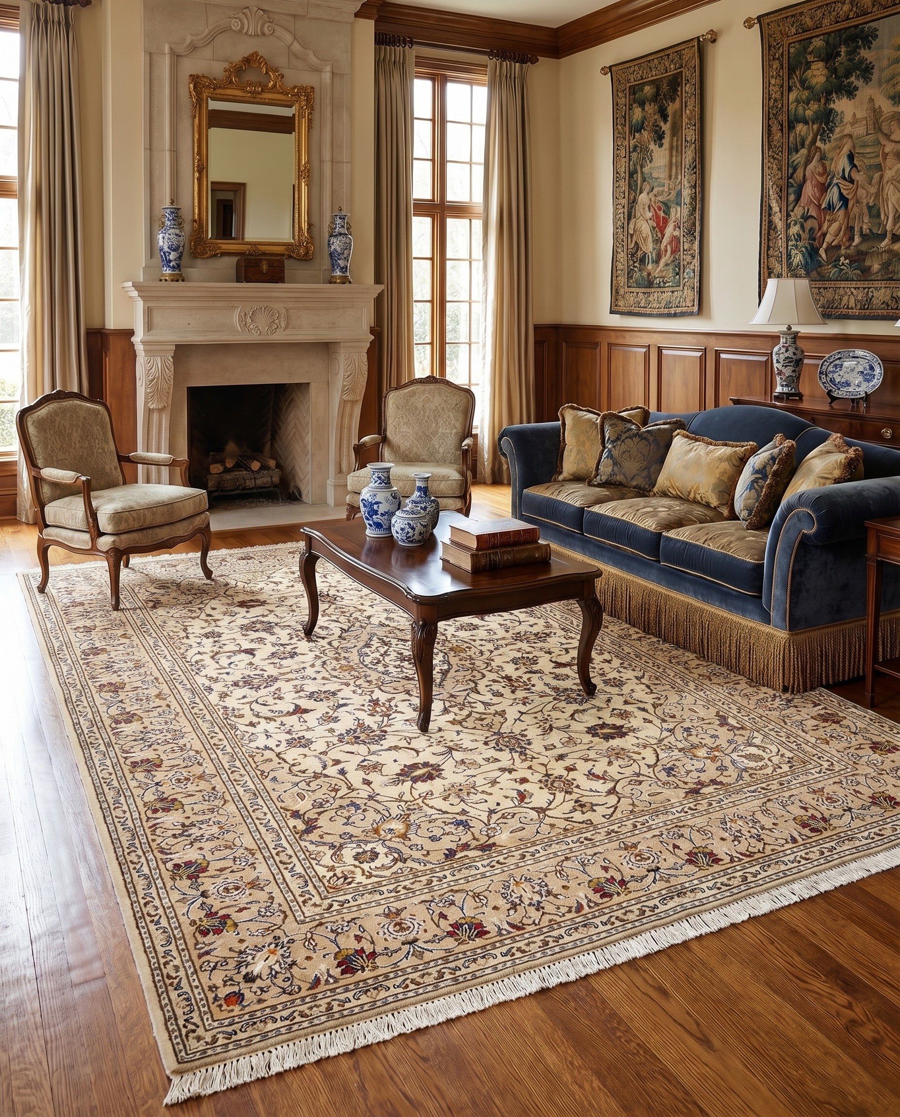 6' 4 x 9' 8 Kashan Wool Rug