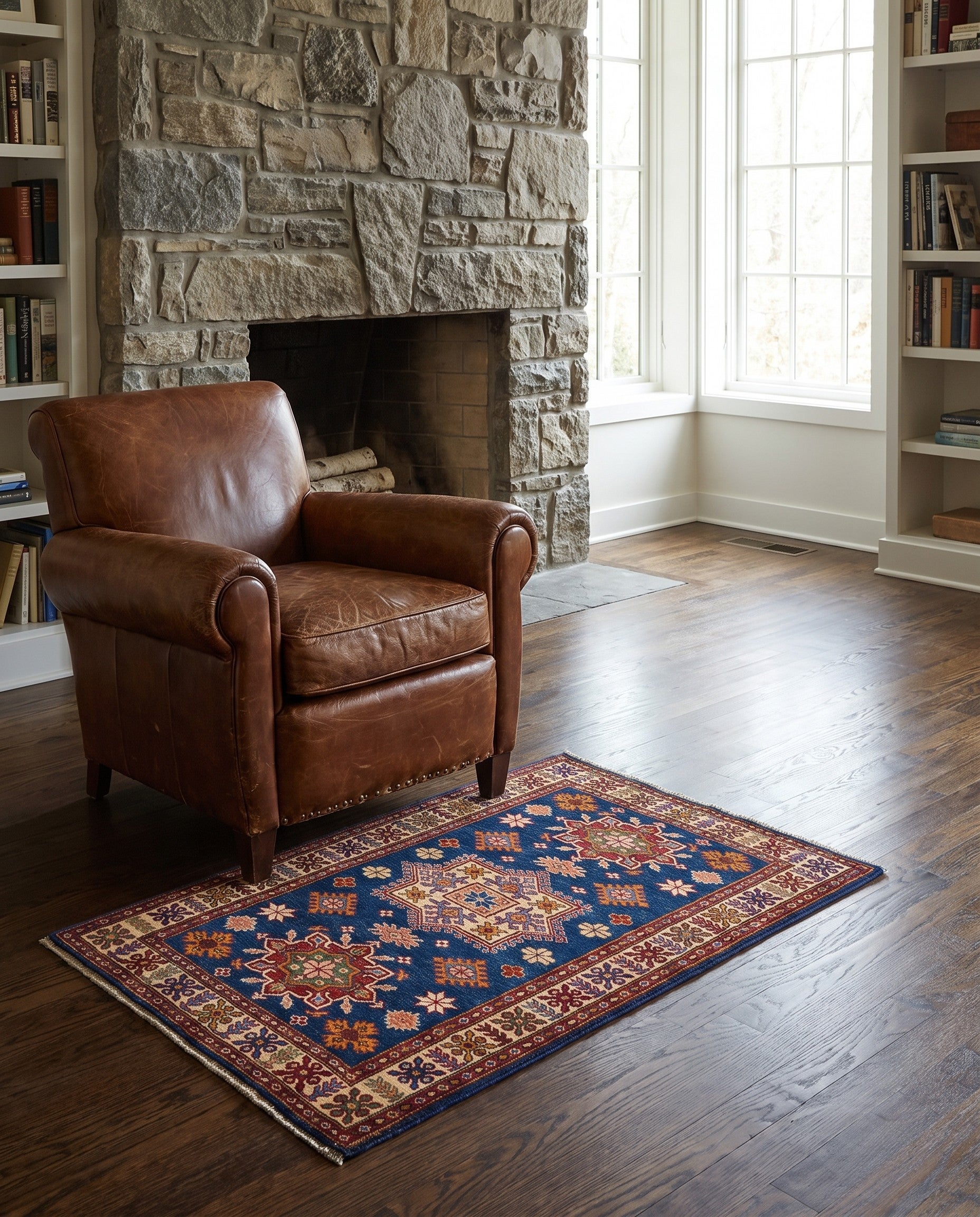 3' 2 x 4' 4 Hand Knotted Kazak Rug
