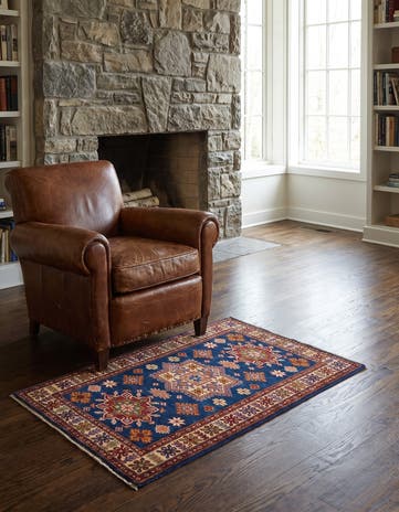 3' 2 x 4' 4 Hand Knotted Kazak Rug