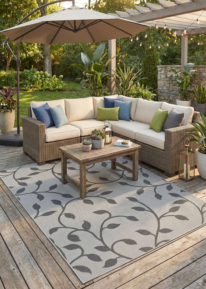 8' x 11' 4 Easy-Clean Botanical Indoor / Outdoor Rug