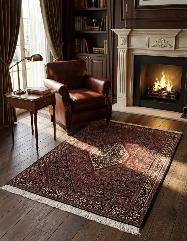 Detail image of 2' 6 x 3' 7 Bidjar With Silk Rug